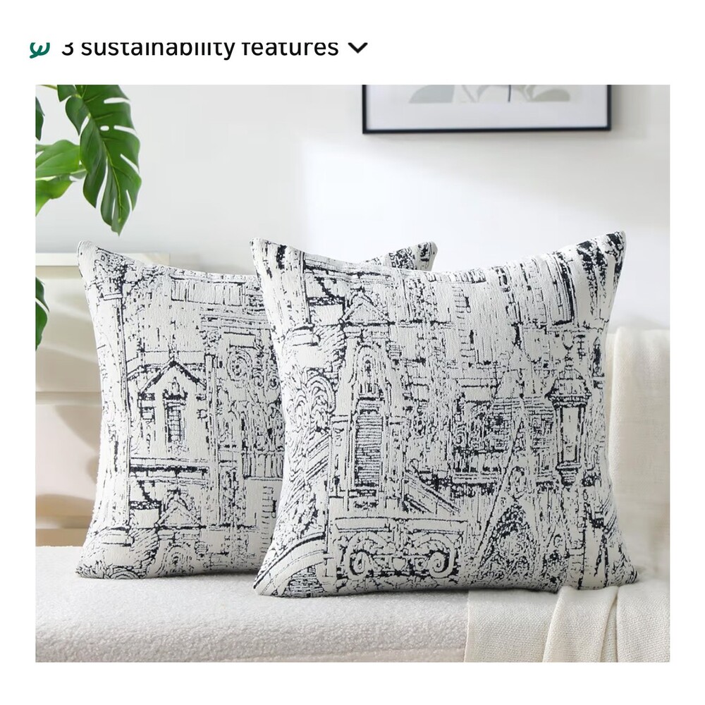 FUTEI Black White Decorative Throw Pillow Covers 18x18 Inch Set of 2 Jaquard